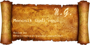 Mencsik Gyöngyi névjegykártya